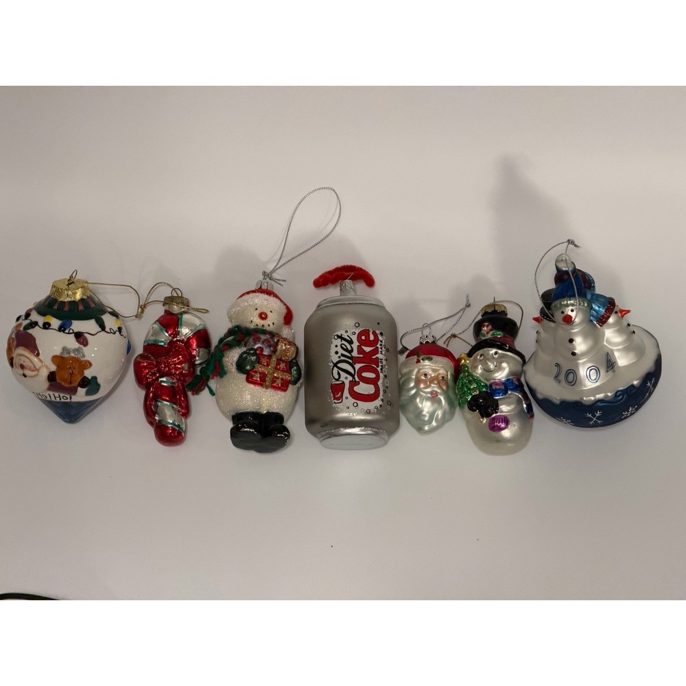 Lot of 7 Vintage Mercury Blown Glass Christmas Ornaments Collection Dirt Coke
